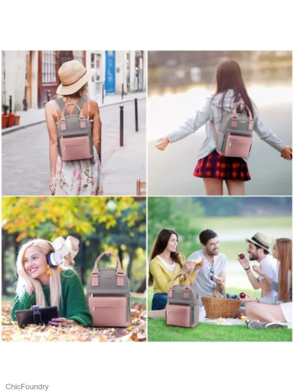 Women's Waterproof Nylon Mini Backpack Purse with USB Port
